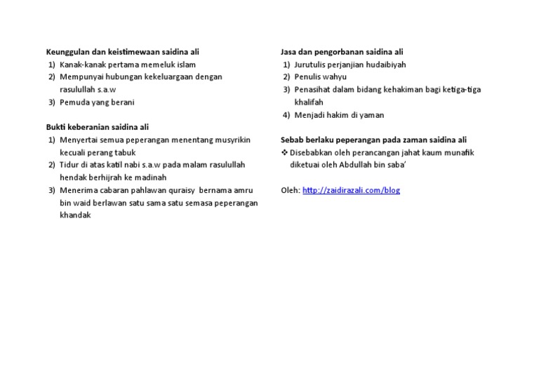 Keunggulan Dan Keistimewaan Saidina Ali Pdf