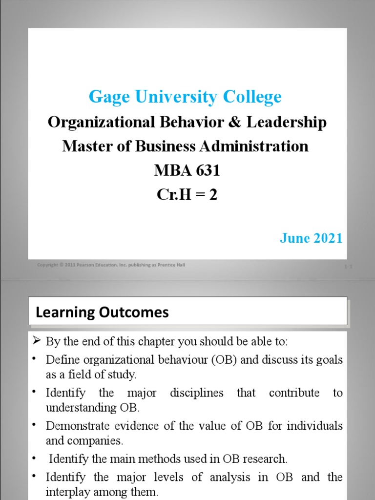 Gage University College Organizational Behavior & Leadership Master of