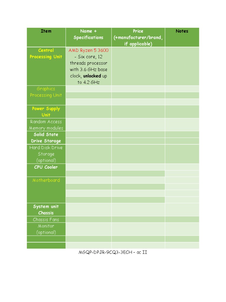 Central Processing Unit: Item Notes | PDF