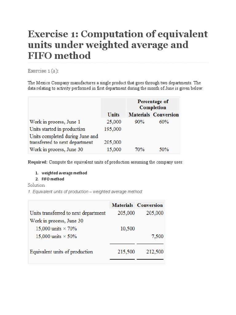 Process Costing Review Problems Pdf Inventory Cost