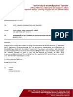 Suspension of NSTP Change of Matriculation For First Semester AY 2020-2021