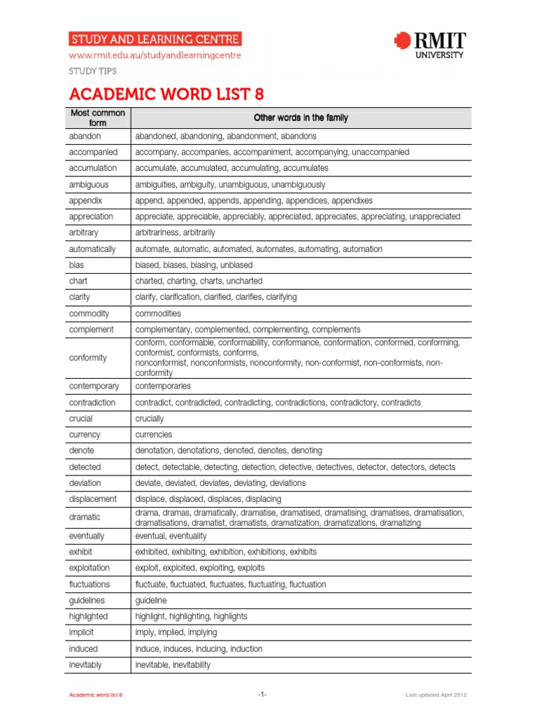 Academic Word List 8 Overview | PDF | Science | Science And Technology