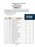 EMBA Waiting List Result Spring 2021