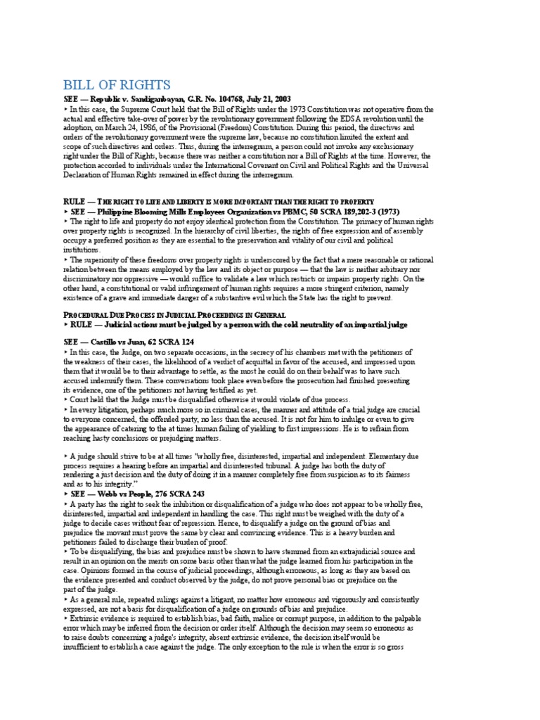 Bill of Rights He Right To Life and Liberty Is More Important Than The Right To Property PDF