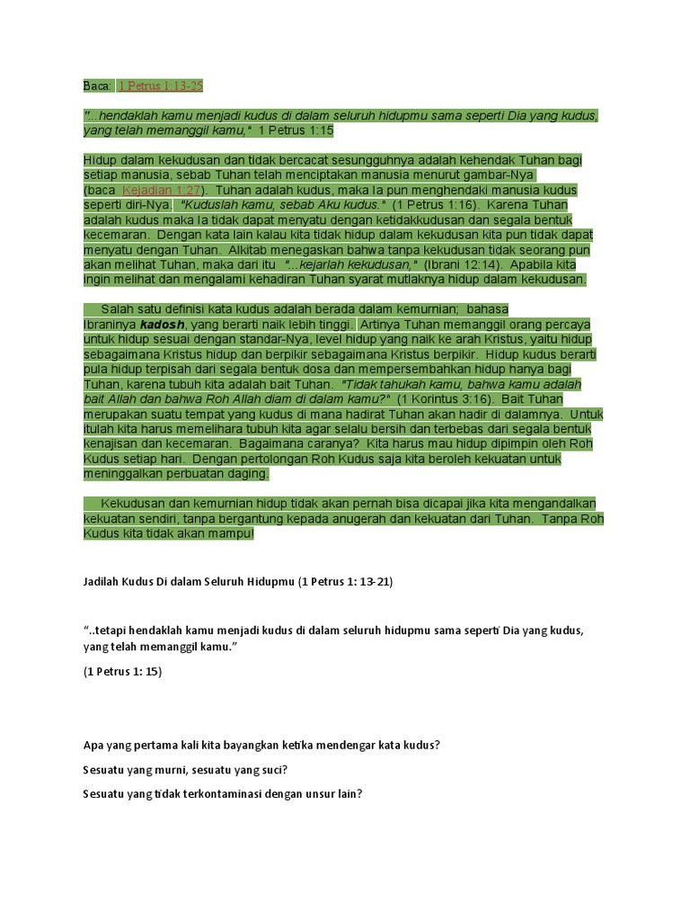 Khotbah 1 Petrus 1 13 25 Pdf