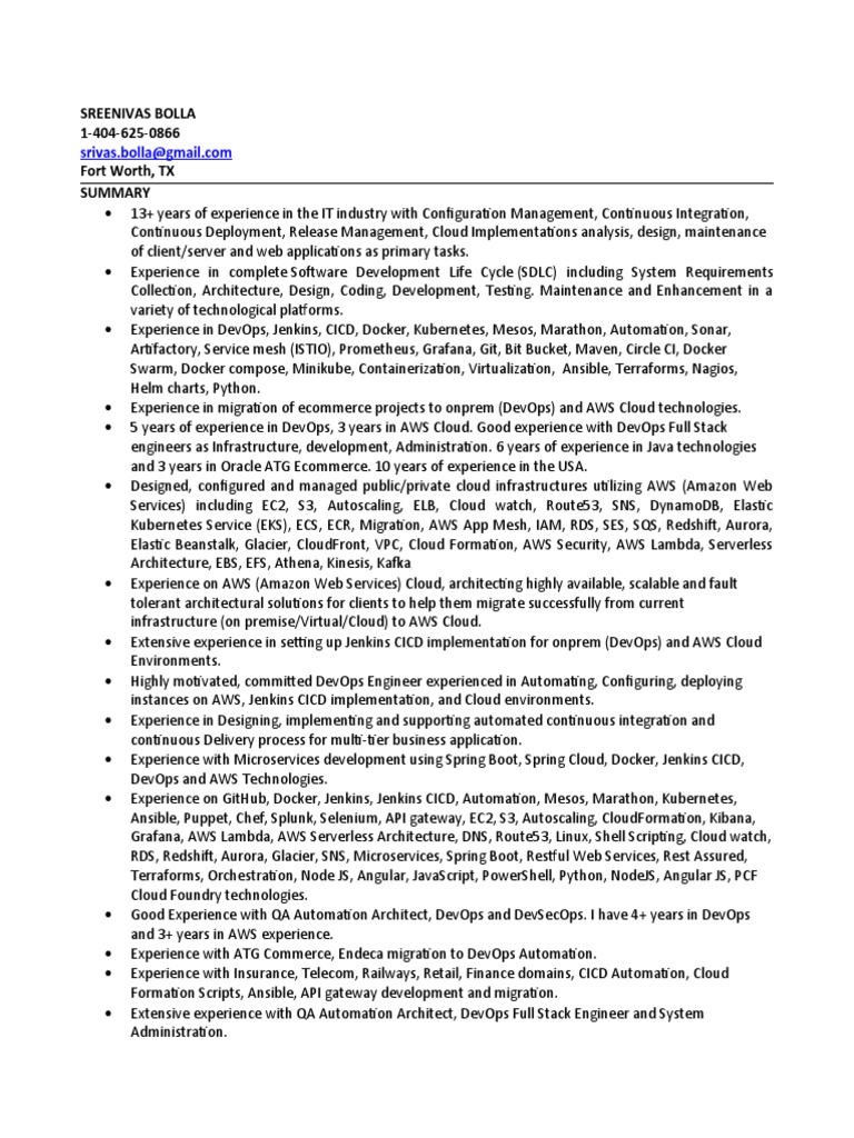 Sr. DevOps Engineer with AWS Expertise | PDF | Amazon Web Services ...