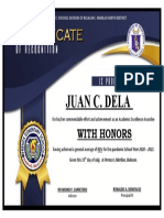 2021 CERTIFICATE of Recognition Pres