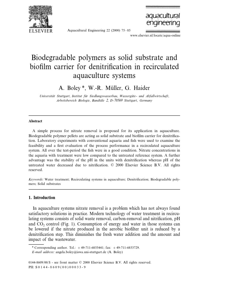 Biodegradable Polymers As Solid Substrate and Biofilm Carrier For ...