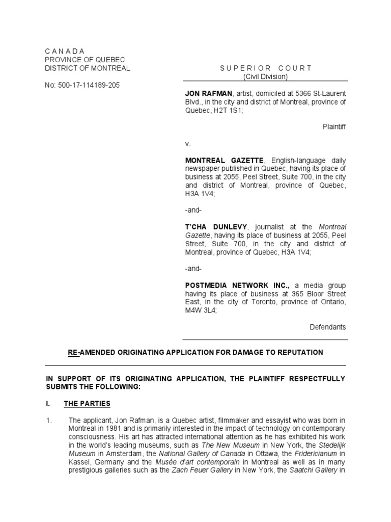 Jon Rafman Vs T'cha Dunlevy and The Montreal Gazette 20210604 PDF