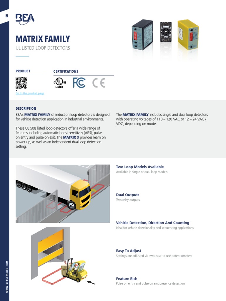 Matrix Family: Ul Listed Loop Detectors | PDF | Detector (Radio ...