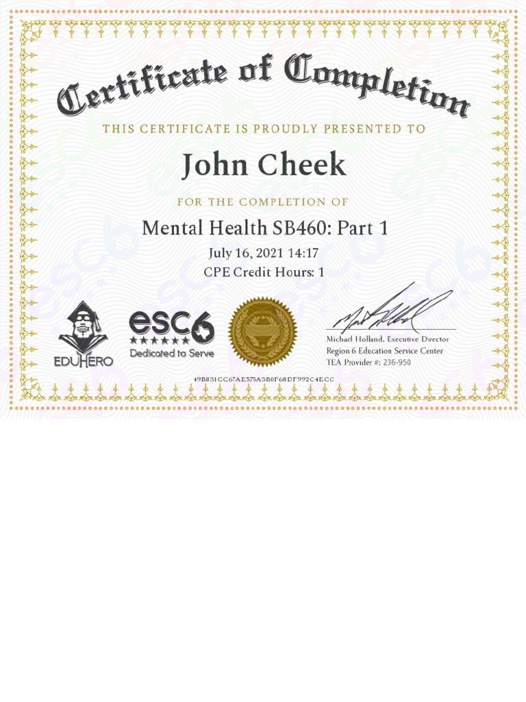 Certificate Mental Health 1 PDF