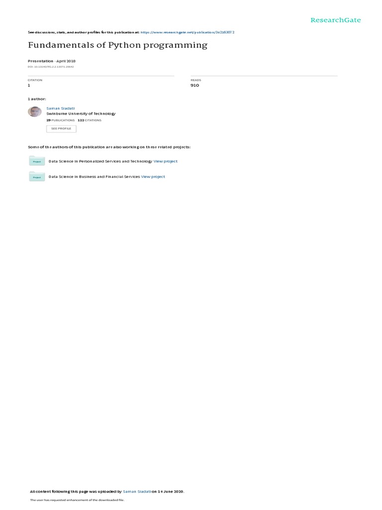 Fundamentals of Python Programming: April 2018 | PDF | Python ...