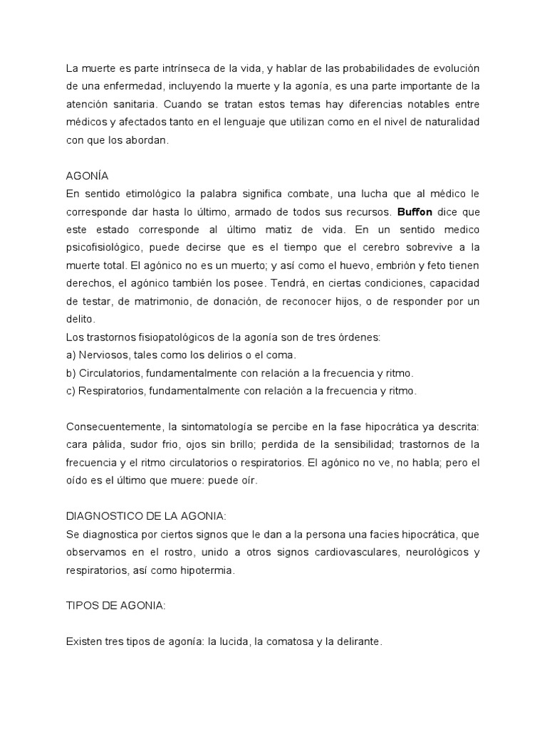Tipos y Diagnóstico de la Agonía | PDF | Muerte | Diagnostico medico