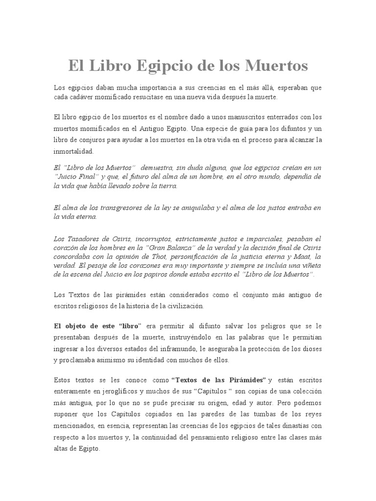 El Libro Egipcio de Los Muertos | PDF | Religión y espiritualidad