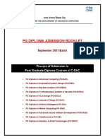 PG Diploma Admission Booklet: September 2021 Batch