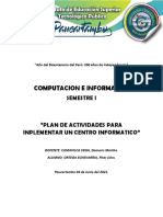 Plan de Actividades para Inplementar Un Centro Informatico