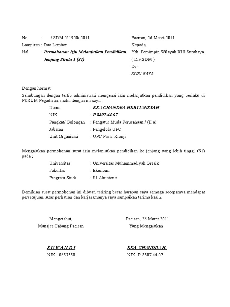 Contoh Surat Permohonan Izin Lanjut Kuliah – Backup Gambar