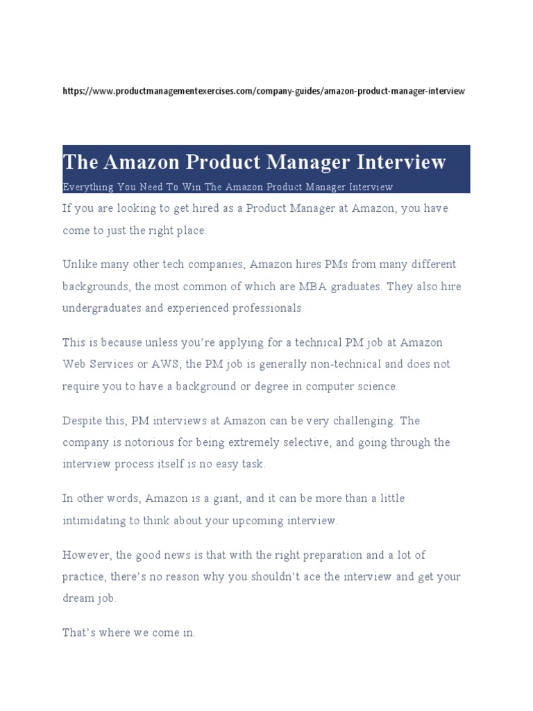 Amazon PM Interview Process | PDF