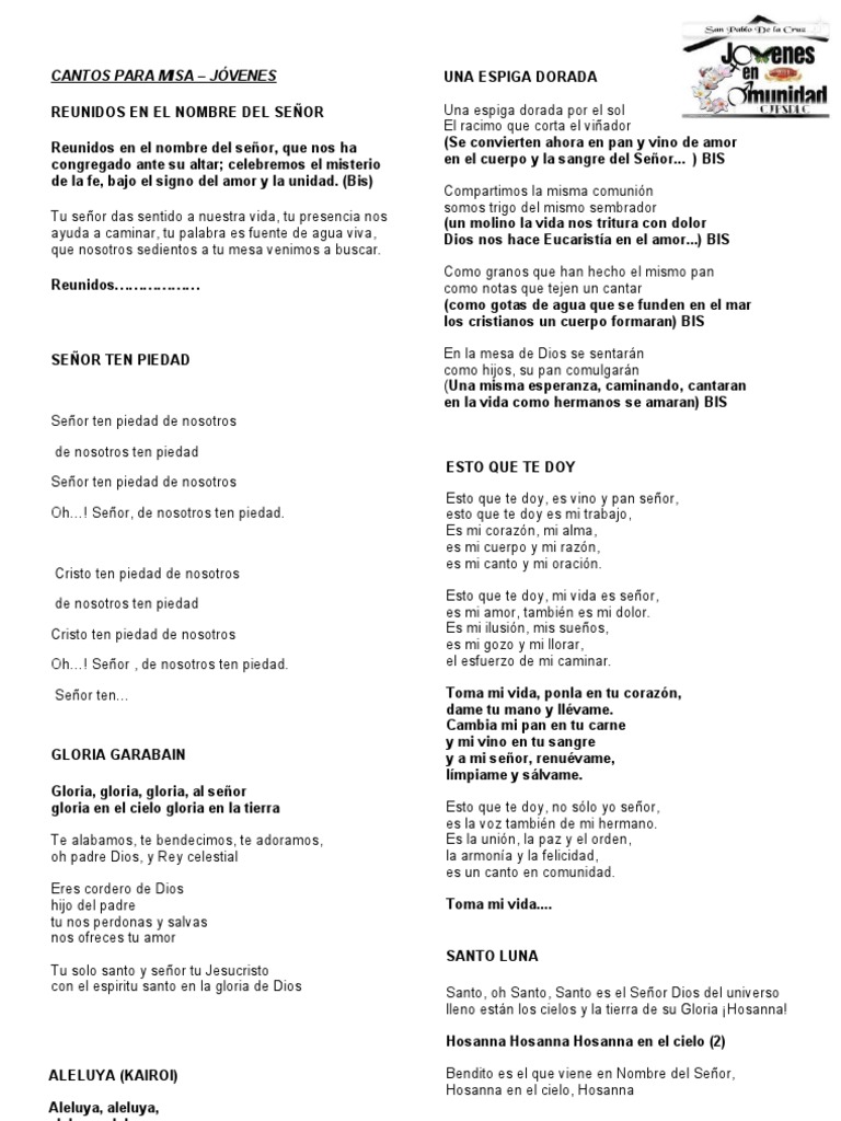 Cantos para Misa PDF eucaristía Misa (liturgia)