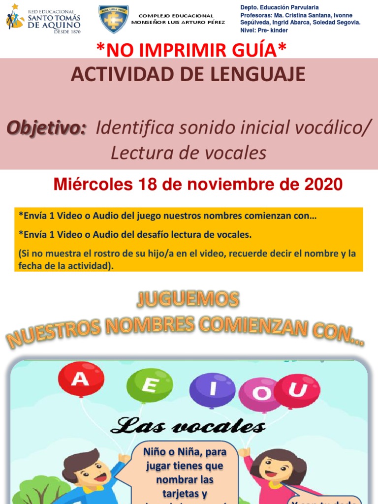 Actividades de Lenguaje para Pre-Kinder | PDF | Artes del Lenguaje y ...