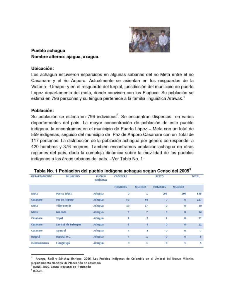 Pueblo Achagua PDF Pueblos Indígenas de las Américas Colombia