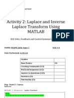 Activity 2: Laplace and Inverse Laplace Transform Using Matlab