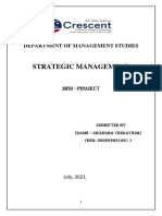 Strategic Management: Department of Management Studies