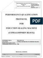 Performance Qualification Protocol FOR Induction Sealing Machine (Cephalosporin Block)