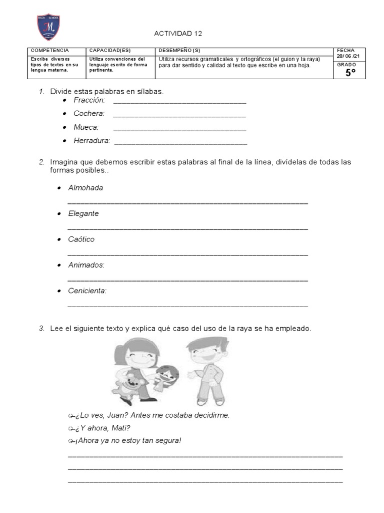 Act 12 Com 5° El Guion y La Raya PDF Lingüística Comunicación humana