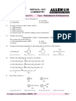 Chemistry: Worksheet - 53 (Lecture-01) Topic: Haloalkanes & Haloarenes