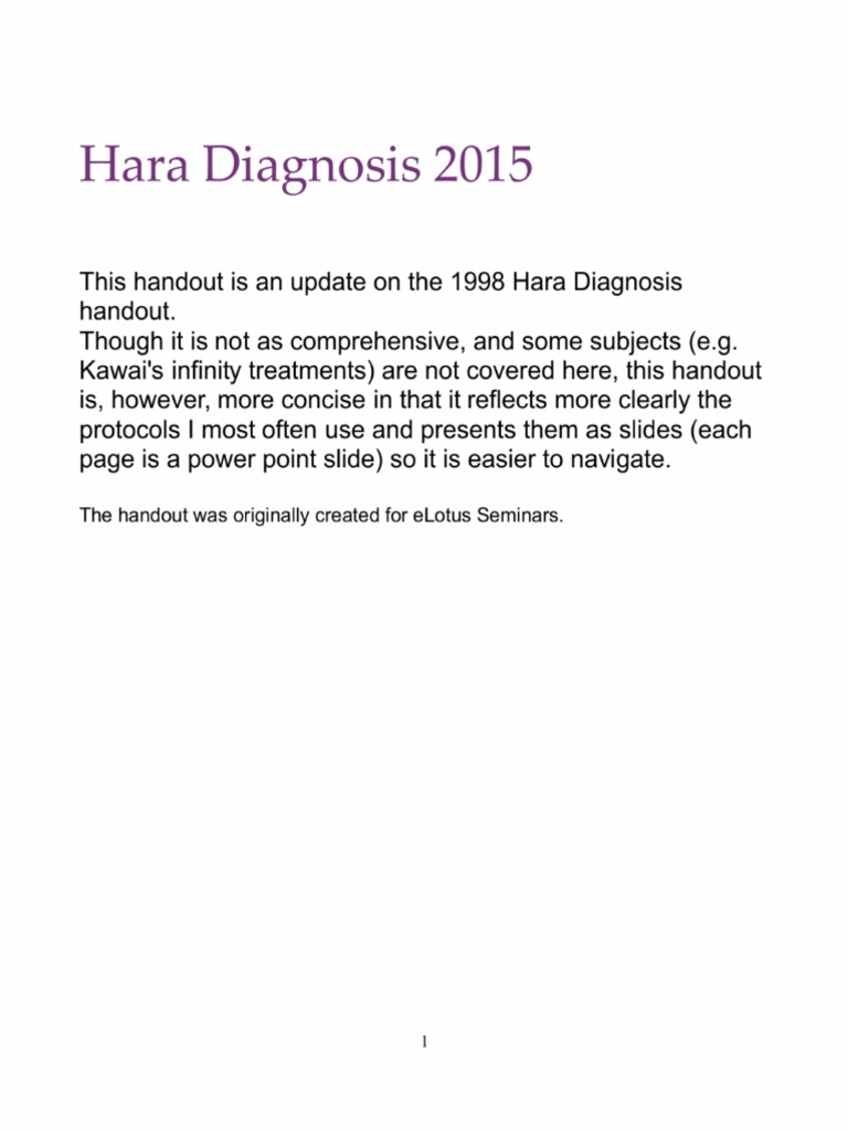 Hara Diagnosis 2015 | PDF