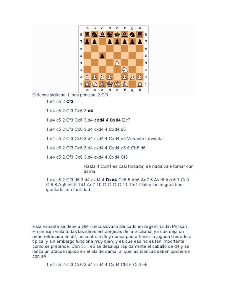 Defensa Siciliana | PDF | Juegos de habilidad mental | Ajedrez