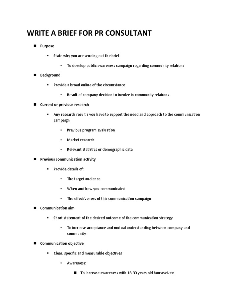 PR Brief for Community Relations Campaign | PDF