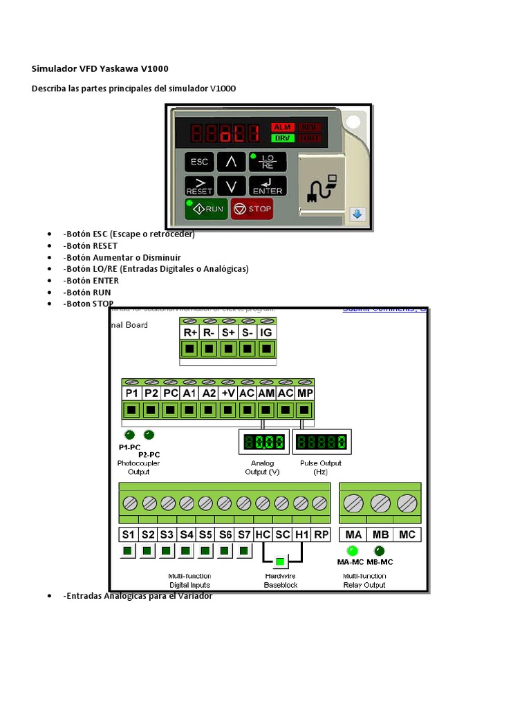 1.simulador VFD Yaskawa V1000 | PDF | Ingenieria Eléctrica | Ingeniería ...