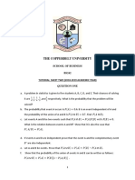 CUB BS242 Probability and Statistics Tutorial Questions