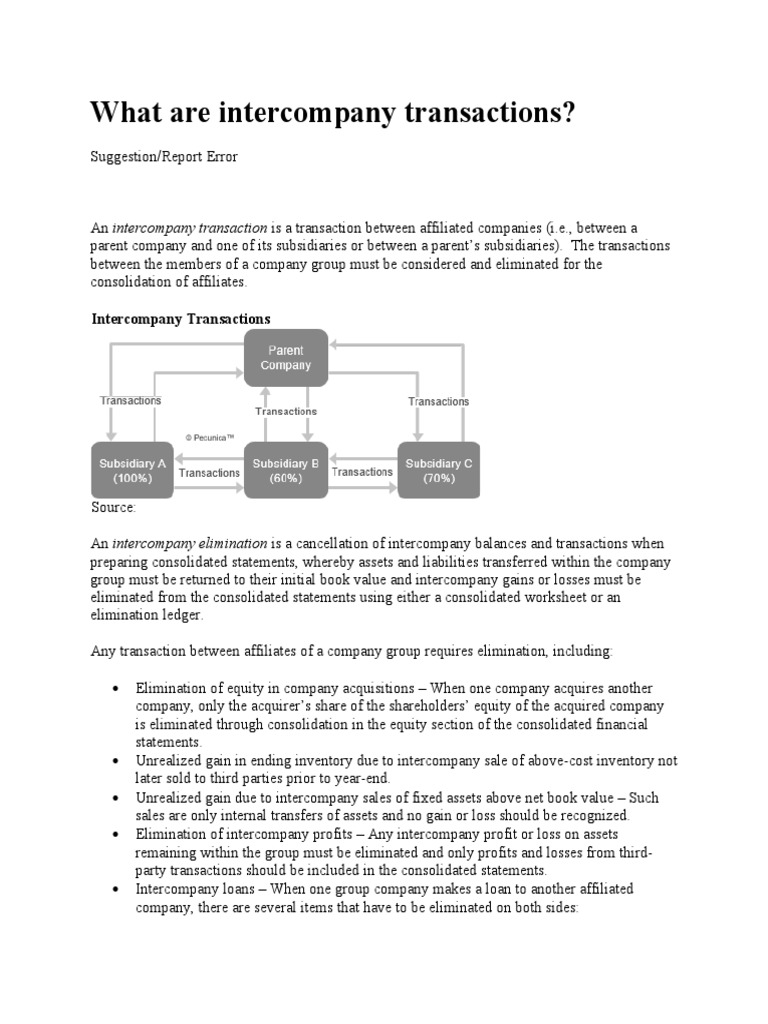 What Are Intercompany Transactions | PDF