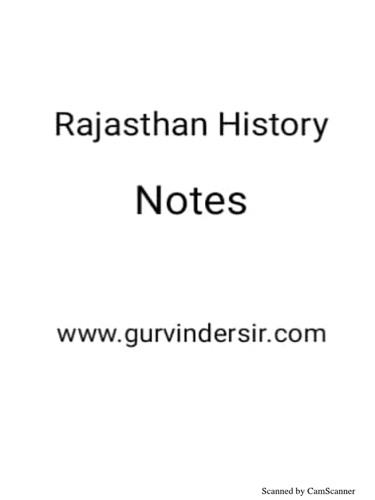 Rajasthan History Notes PDF Download | PDF