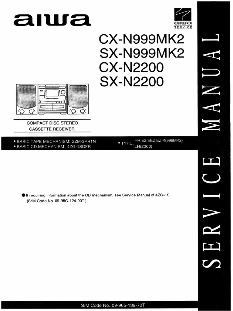 コンピュータ・ミュージックスーパー・ビギナーズマニュアル Manual Serviço - Aiwa CX-N2200 CX-N999 02 | PDF