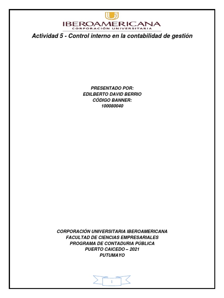 Control Interno en Contabilidad de Gestión | PDF | Auditoría ...