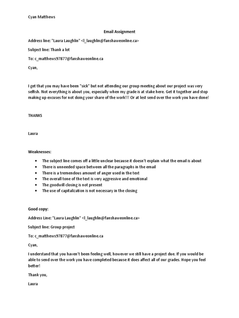 Email Assignment Feedback | PDF