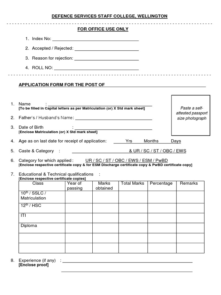 DSSC Job Application Form | PDF | Government | Business