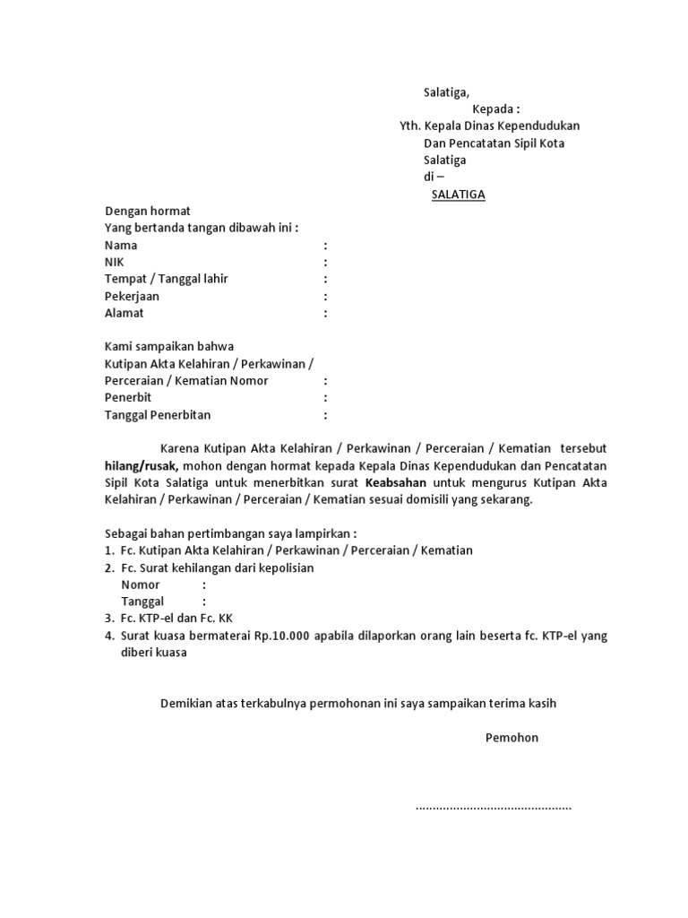 Formulir Surat Keabsahan Akta Pdf