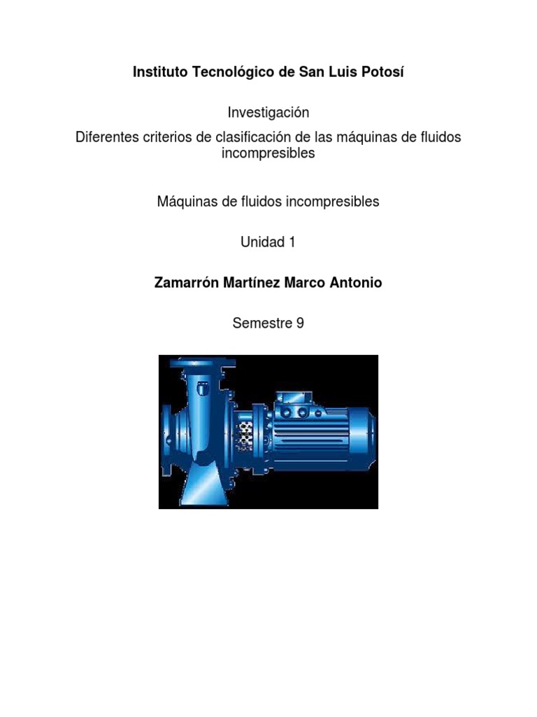 Inv. Clasificación de Las Máquinas de Fluidos PDF Turbina Bomba