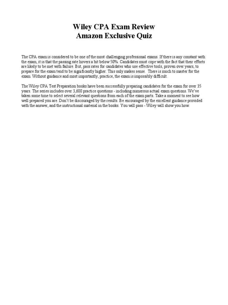 Wiley CPA Exam Review Quiz Insights | PDF | Internal Control | Audit