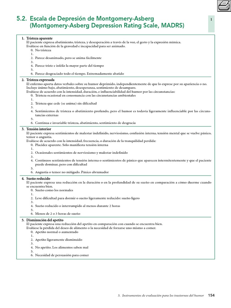 Escala MADRS para Evaluación de Depresión | PDF | Suicidio | Trastorno ...