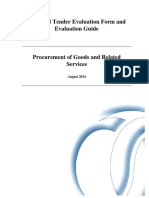 Standard Tender Evaluation Form and Evaluation Guide: August 2014