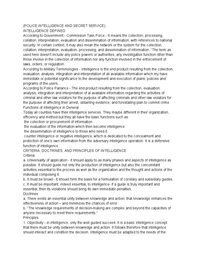 Police Intelligence and Operations Overview | PDF | Counterintelligence ...