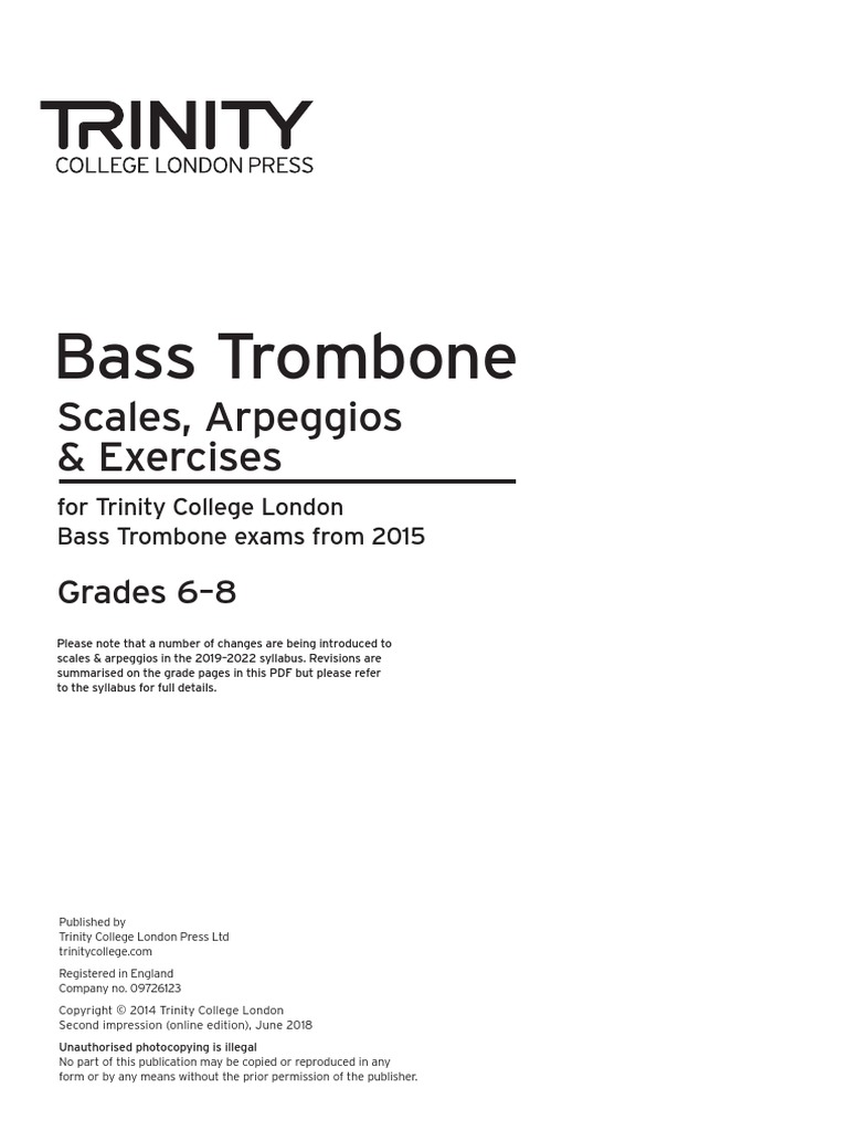 Bass Trombone Scales A4 (Revised 2018) PDF Scale (Music) Minor Scale