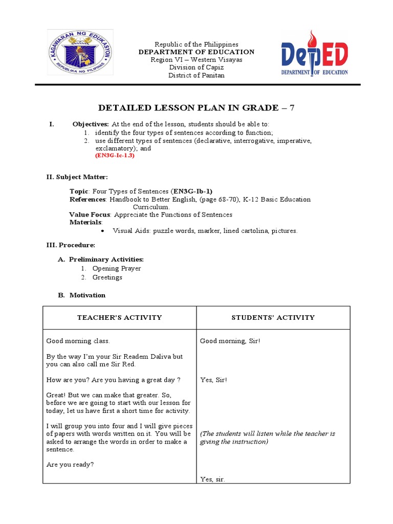 Ranking Lesson Plan Detailed | PDF | Question | Sentence (Linguistics)