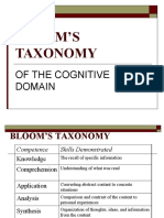 Bloom'S Taxonomy: of The Cognitive Domain